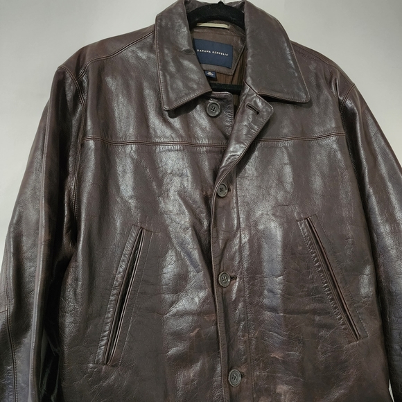 Banana Republic Vintage Men's Brown Leather Jacket XL - Picture 2 of 9